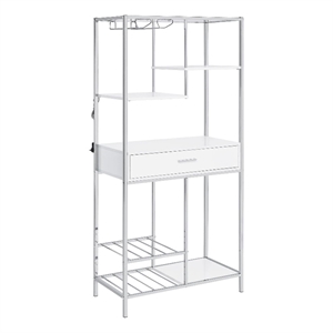 Figueroa 5-shelf LED Wine Storage Bar Cabinet White High Gloss