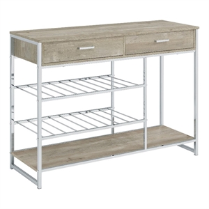 Melrose 2-drawer Home Bar Storage with Wine Rack Grey