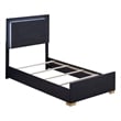 Marceline Wood Twin LED Panel Bed Black