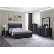 Marceline Wood Full LED Panel Bed Black