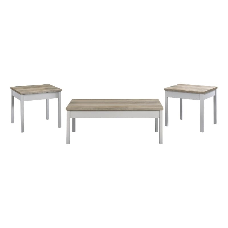 Stacie 3-piece Coffee Table Set Distressed Pine and White