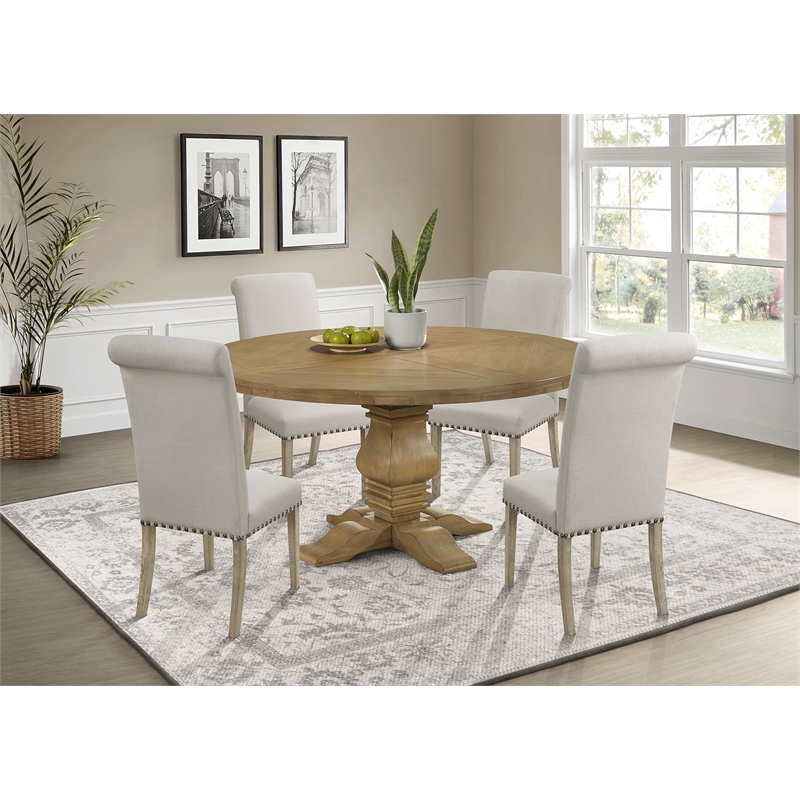 Florence 5-piece Round Dining Table Set Rustic Honey