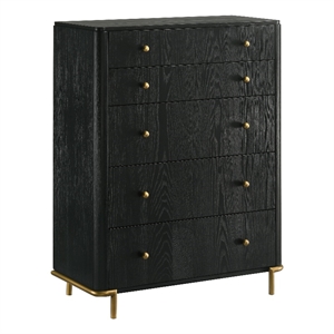 coaster arini 5-drawer wood rectangular bedroom chest in black