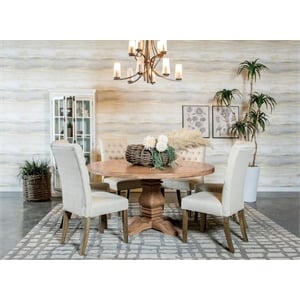 coaster florence 7-piece round wood dining set rustic smoke and oatmeal