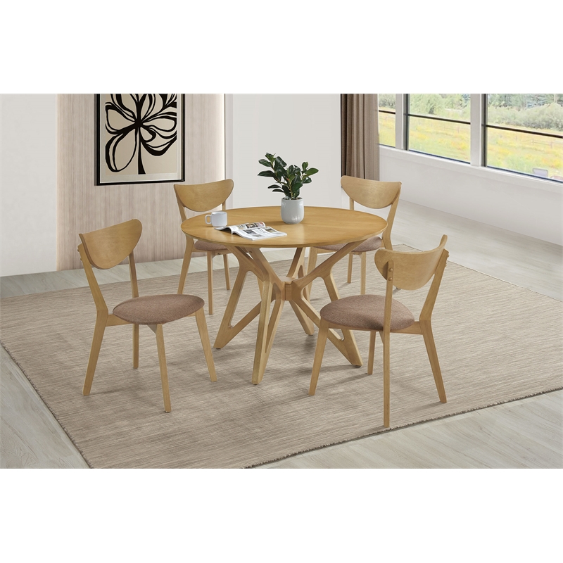 Elowen 5-piece Round Solid Wood Dining Set Light Walnut