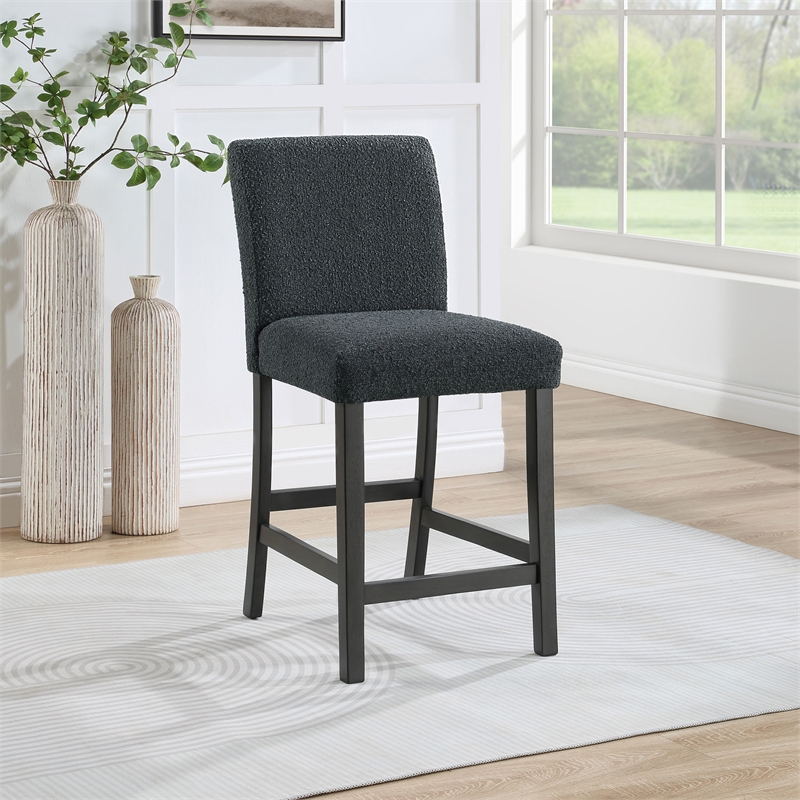 Coaster Alba Boucle Fabric Upholstered Counter Height Dining Chair in Black