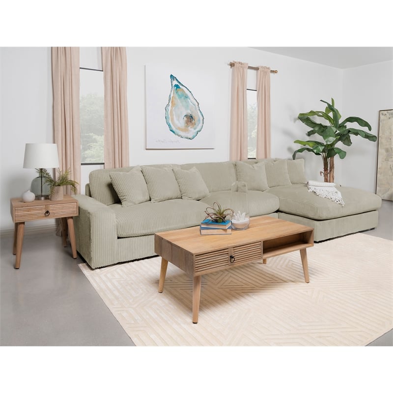 Blaine Upholstered Reversible Chaise Sectional Sofa Sand