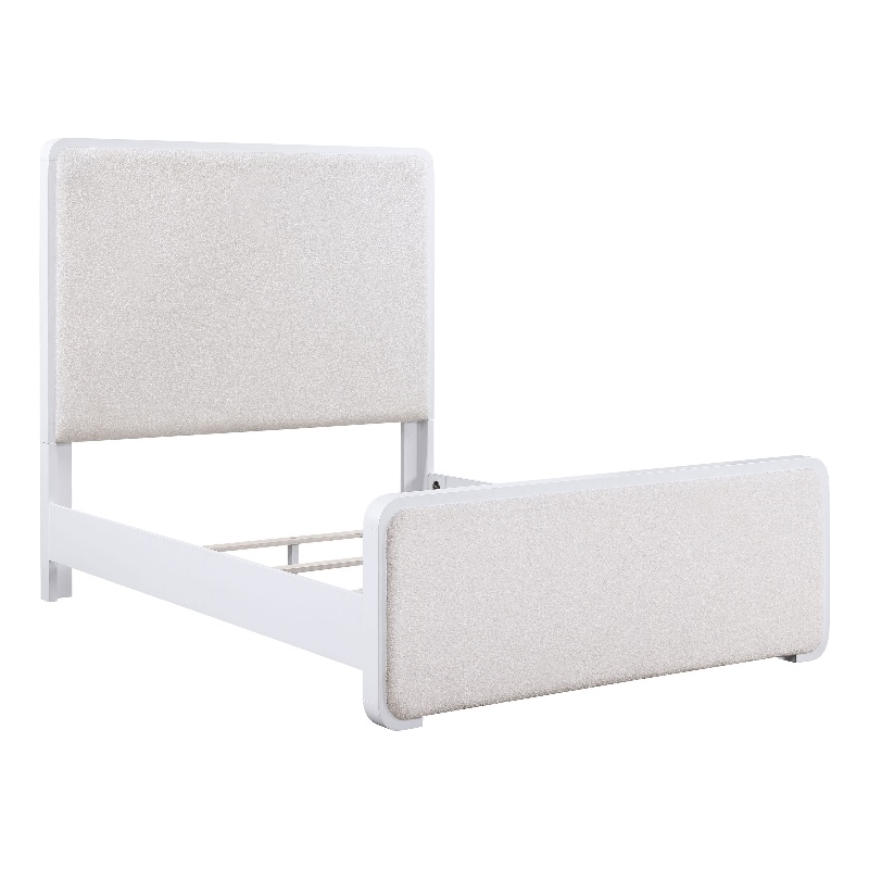 Coaster Anastasia Upholstered Wood Queen Panel Bed in Pearl White/Beige