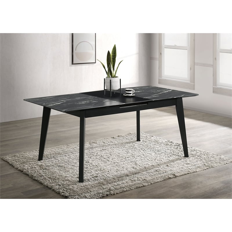 Crestmont 78-inch Extension Dining Table Black Faux Marble