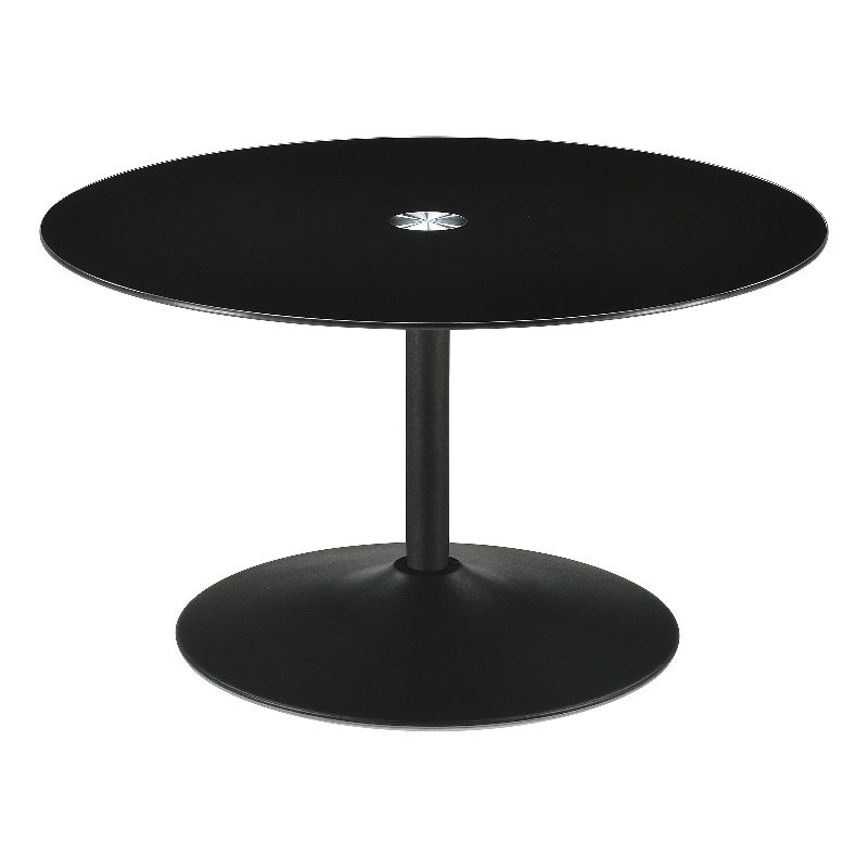 Ganso Round Metal Coffee Table With Tempered Glass Top Black