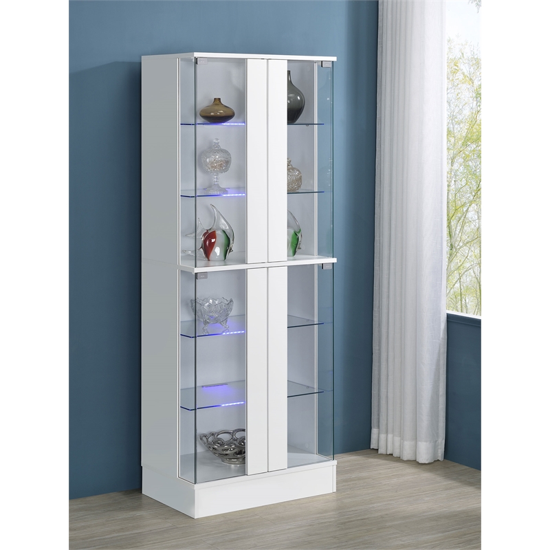 Cabra 4-door LED Curio Display Cabinet White High Gloss