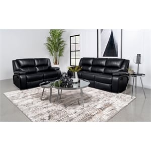 Camila 2-piece Upholstered Motion Reclining Sofa Set Black