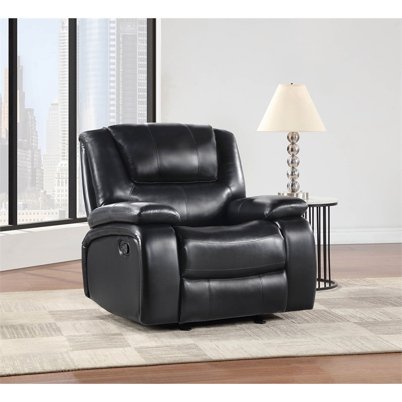 Camila Upholstered Glider Recliner Chair Black