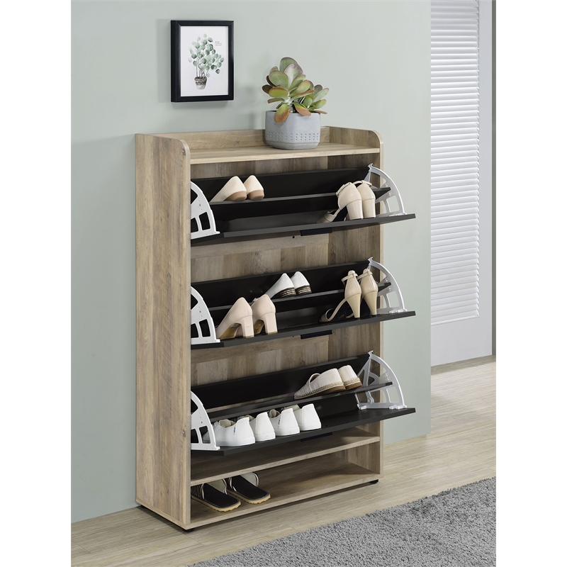 Denia 3-tier Engineered Wood Shoe Cabinet Grey