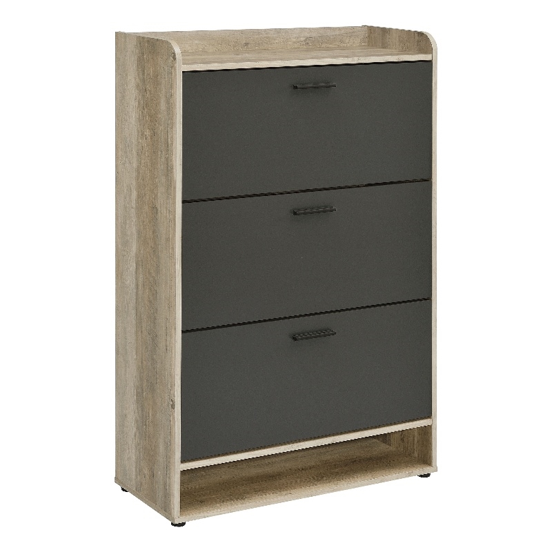 Denia 3-tier Engineered Wood Shoe Cabinet Grey