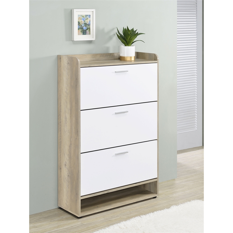 Denia 3-tier Engineered Wood Shoe Cabinet White