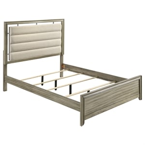 Coaster Giselle Farmhouse Wood Upholstered California King Bed in Rustic Beige