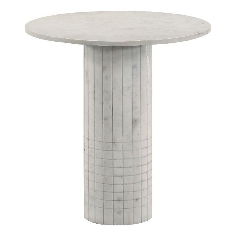 Astoria Round Genuine Marble Side End Table White
