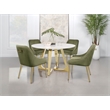 Gwynn Round 51-inch Marble Stainless Steel Dining Table Gold