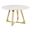 Gwynn Round 51-inch Marble Stainless Steel Dining Table Gold