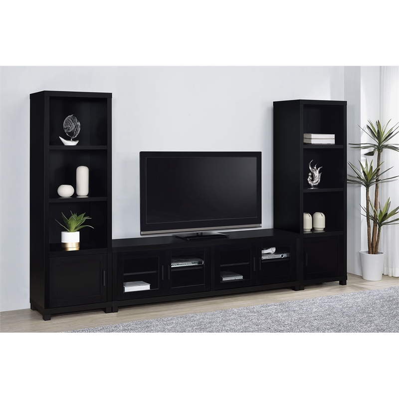 Jupiter 3-shelf Engineered Wood Media Tower Black