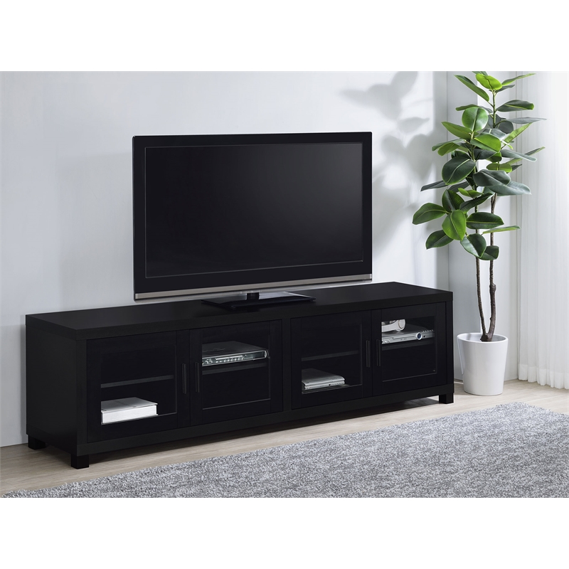 Jupiter 4-door Engineered Wood 79-inch TV Stand Black