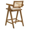Kane Woven Rattan Wood Bar Chair Light Walnut