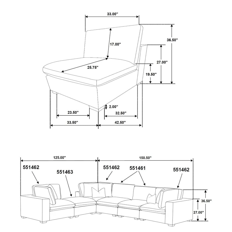 Lakeview 5-piece Upholstered Modular Sectional Chocolate