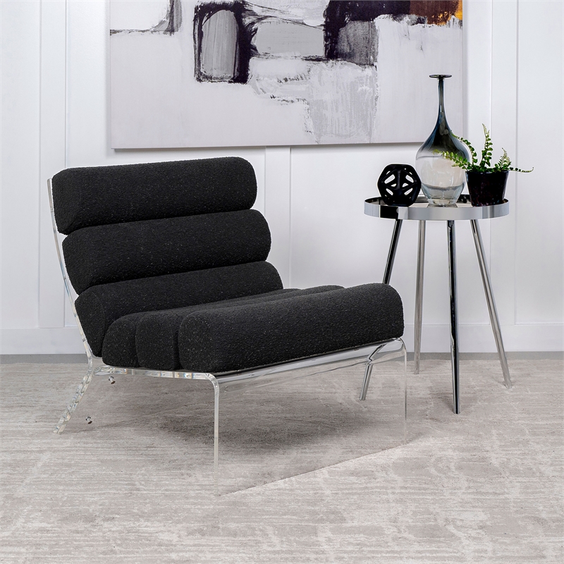 Coaster Serreta Fabric Upholstered Accent Chair with Clear Acrylic Frame Black