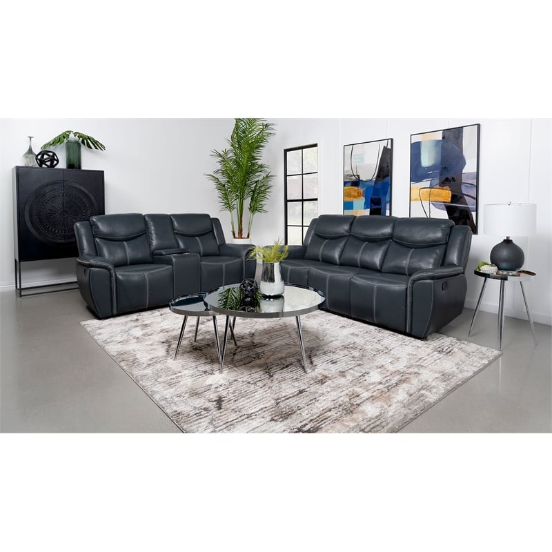 Sloane 2-piece Upholstered Reclining Sofa Set Blue