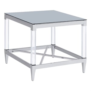 Lindley Square Tempered Mirror Acrylic Side End Table Chrome