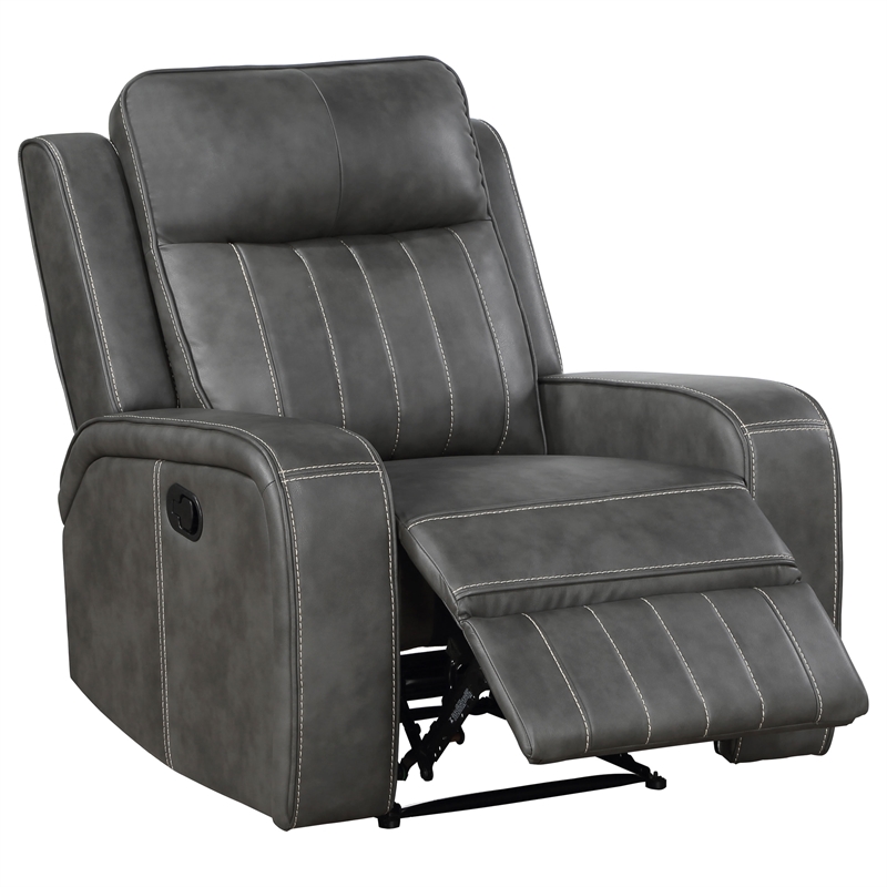 Coaster Raelynn Faux Leather Upholstered Recliner Chair Gray