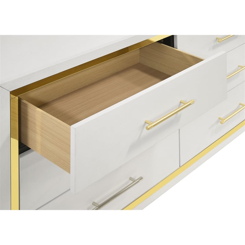 Lucia 4-piece Eastern King Bedroom Set Beige and White