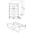 Lucia 5-drawer Bedroom Chest of Drawers White