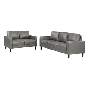 Ruth 2-piece Upholstered Track Arm Sofa Set Grey