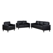 Ruth 3-piece Upholstered Track Arm Sofa Set Black