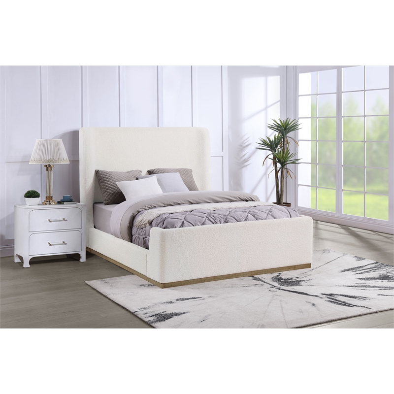 Nala Upholstered Eastern King Sleigh Bed Cream