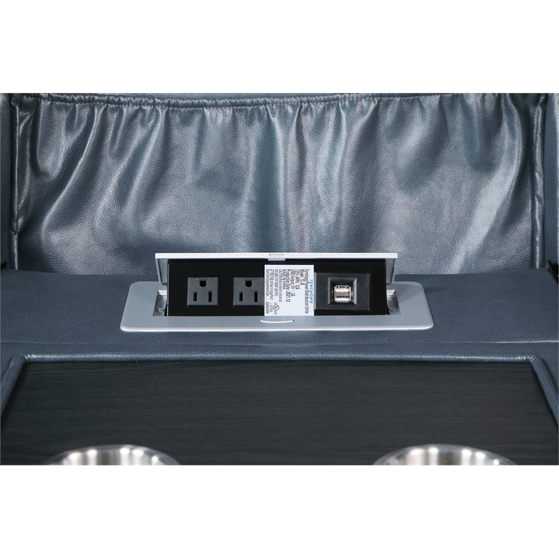 Sloane Upholstered Padded Arm Reclining Sofa Blue