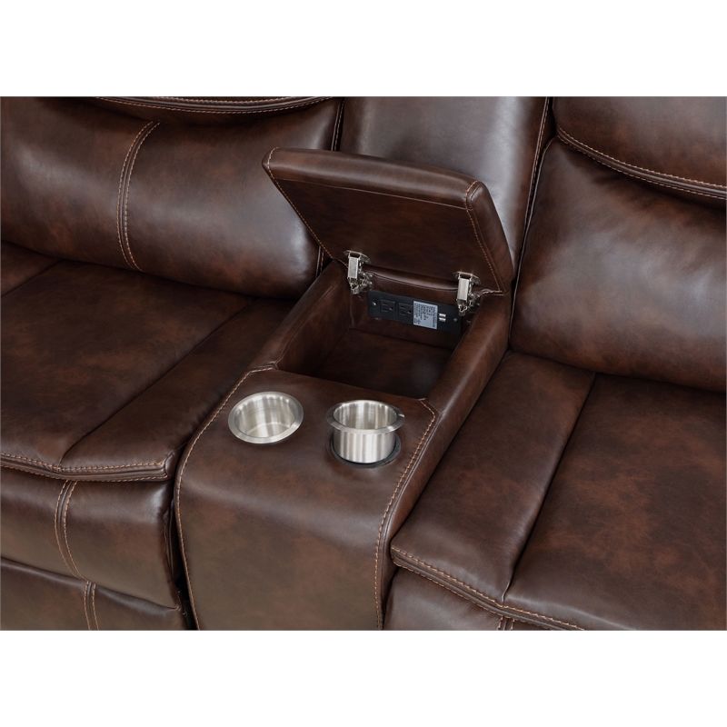 Sycamore Upholstered Power Reclining Sectional Sofa Brown