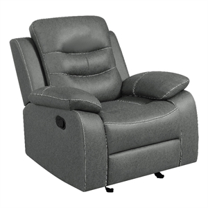 coaster nova leather upholstered glider recliner chair dark gray
