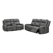 Raelynn 2-piece Upholstered Reclining Sofa Set Grey