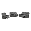 Raelynn 3-piece Upholstered Reclining Sofa Set Grey