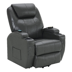 coaster sanger faux leather power lift recliner chair with massage charcoal gray