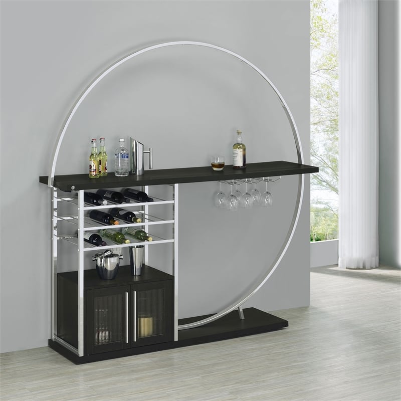 Risley 2-door Circular LED Wine Cabinet Dark Charcoal