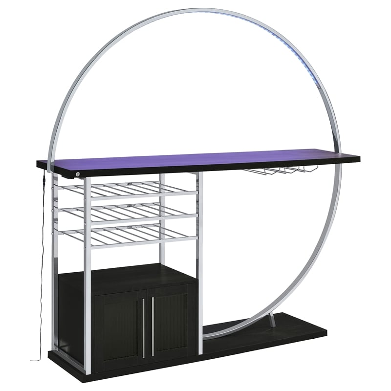 Risley 2-door Circular LED Wine Cabinet Dark Charcoal