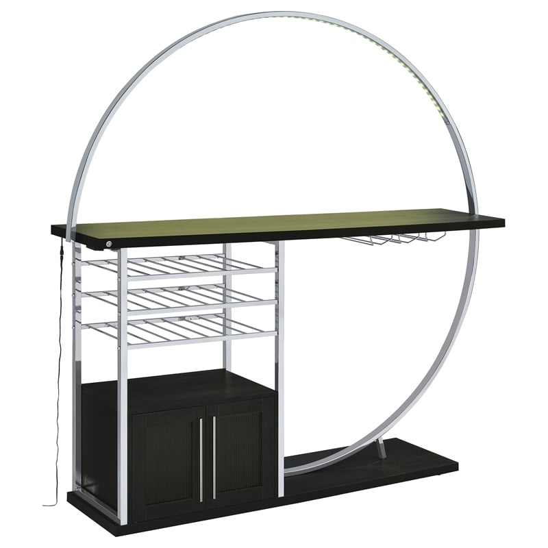 Risley 2-door Circular LED Wine Cabinet Dark Charcoal
