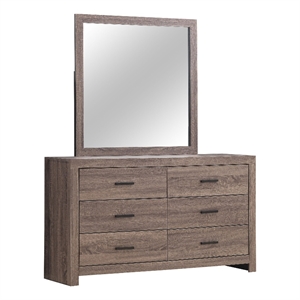 Brantford 6-drawer Dresser with Mirror Barrel Oak