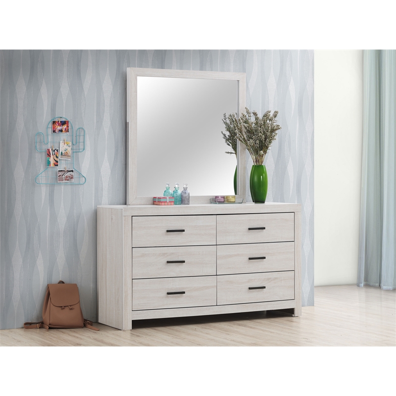 Brantford 6-drawer Dresser with Mirror Coastal White