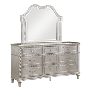 Evangeline 9-drawer Dresser with Mirror Silver Oak