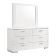 Felicity 6-drawer Wood Dresser with Mirror White High Gloss